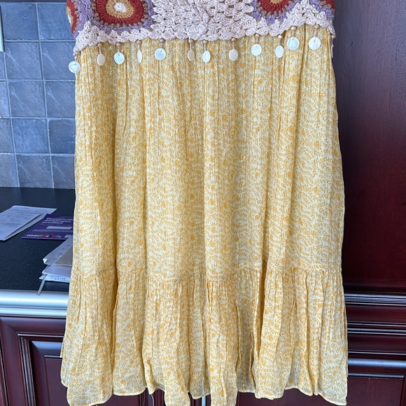 ZARA bohemian crochet light yellow dress size small - Picture 12 of 15